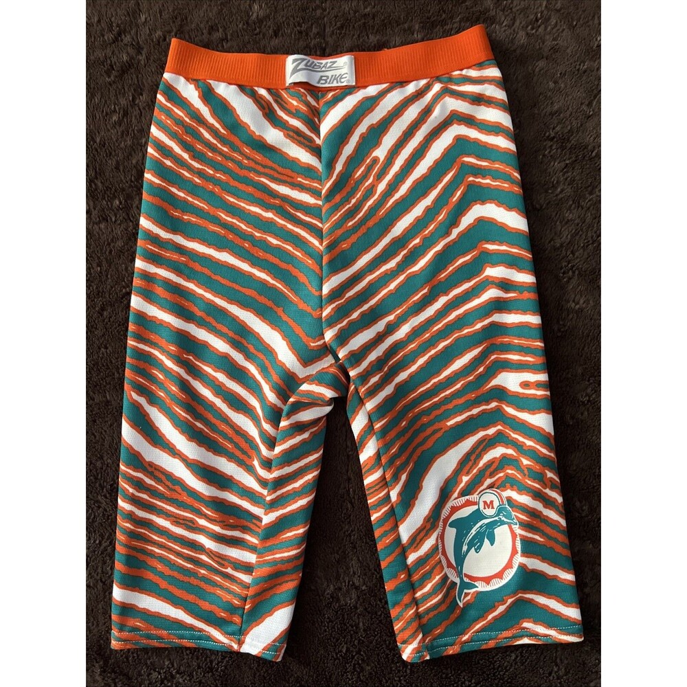 Zubaz Vintage Mens Miami Dolphins Bike Shorts All Over Print USA Logo Size Small